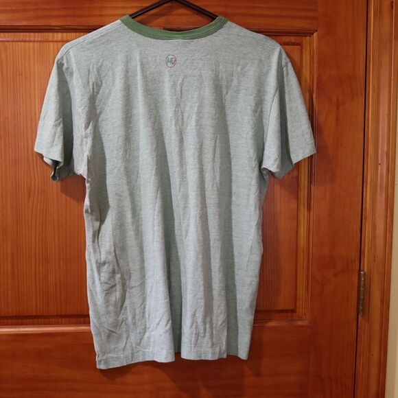 Vintage Mountain Dew Green Ringer T-Shirt Spellout Logo Made in USA Large - Picture 4 of 9